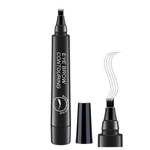 4 Point Eyebrow Pencil Black,Waterproof Microblading Eyebrow Pencil with a Micro-Fork Tip Applicator Creates || Black Fine Sketch Liquid Eye Brow Tattoo Tint Pen