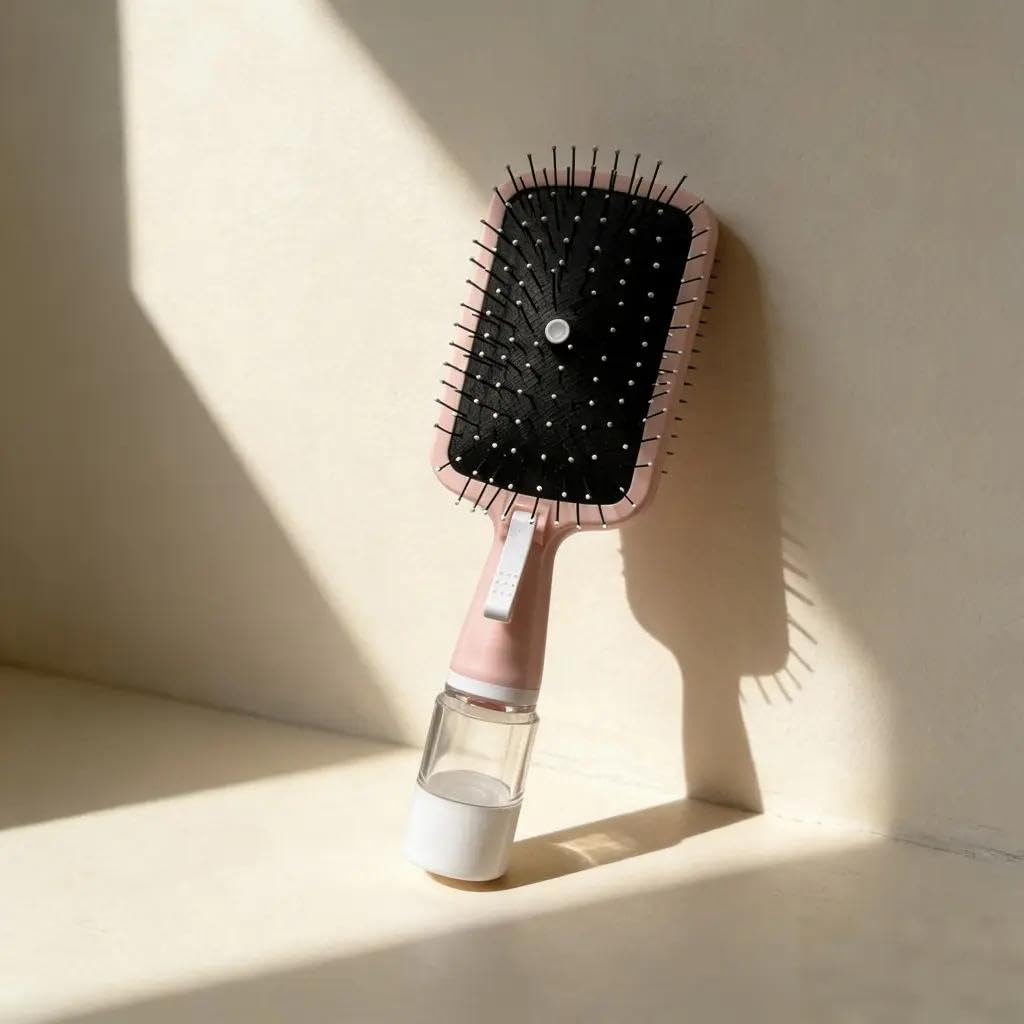 2-in-1 Spray Hair Brush with Water Mist, Pink