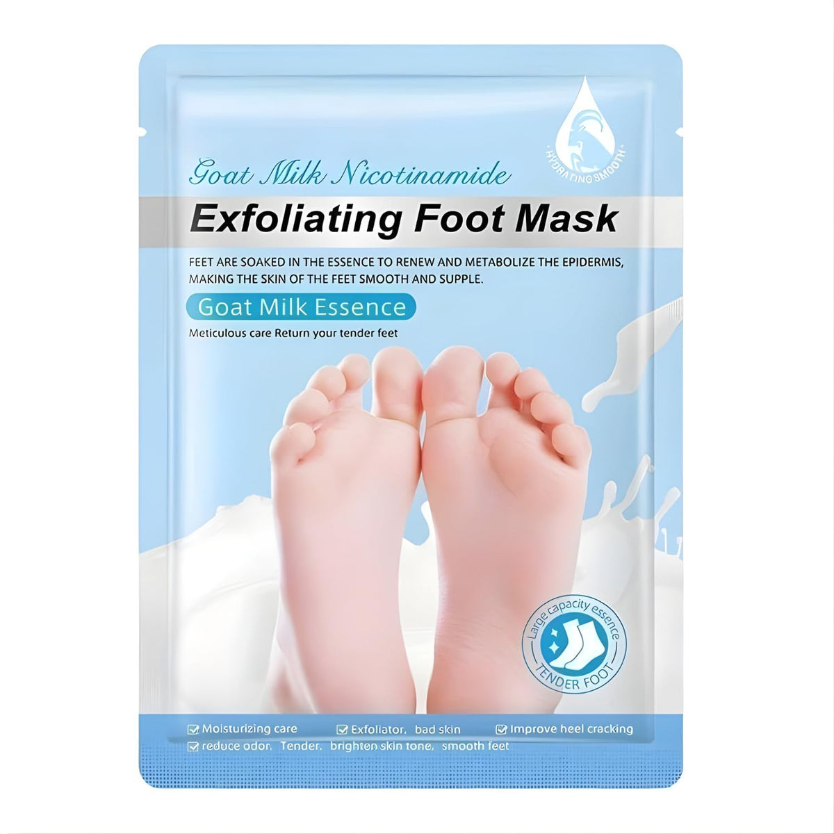 Foot Peeling Mask (1 Pair), Korean Peeling & Exfoliating with Glycolic Acid, Removes Dead Skin, Cruelty-Free, Goat Milk Foot Mask for Deep Exfoliation and Moisturizing