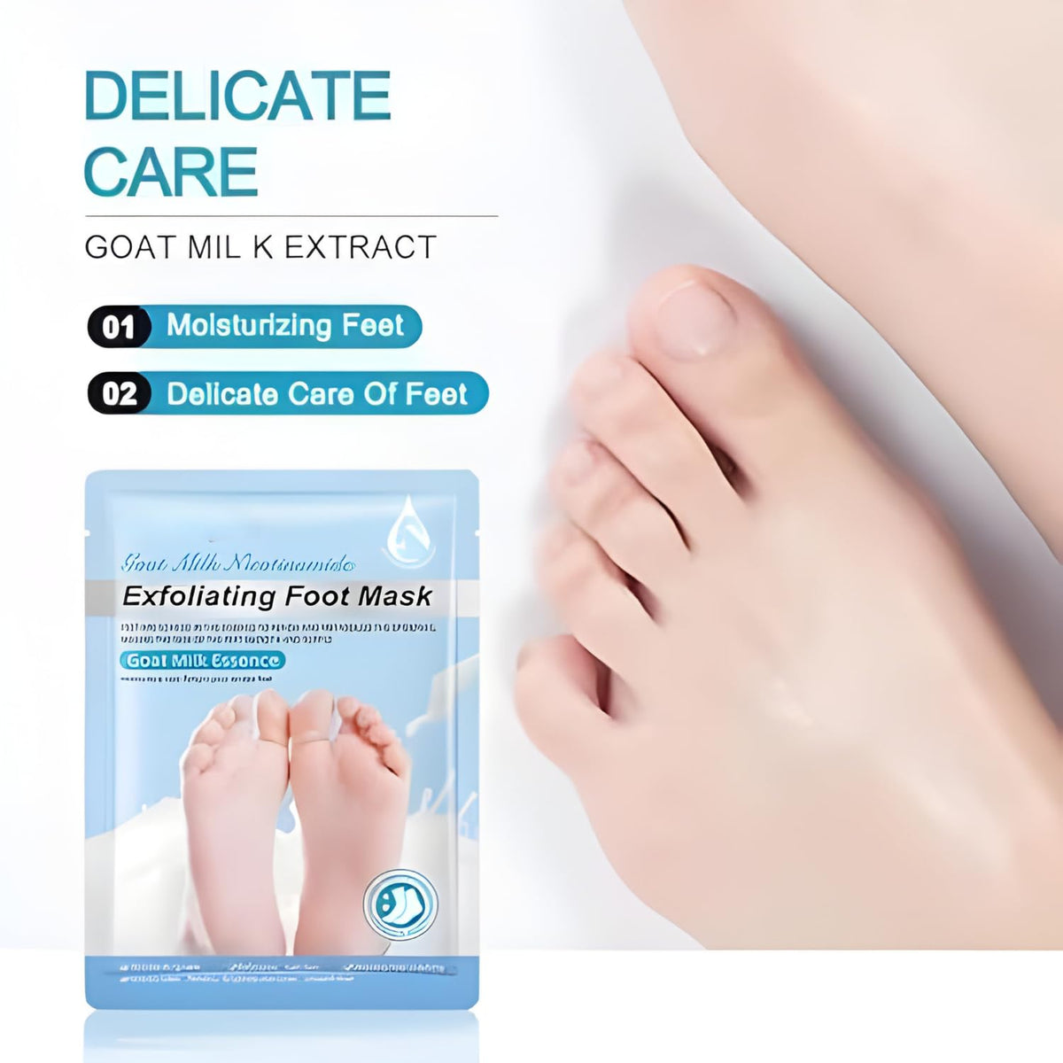 Foot Peeling Mask (1 Pair), Korean Peeling & Exfoliating with Glycolic Acid, Removes Dead Skin, Cruelty-Free, Goat Milk Foot Mask for Deep Exfoliation and Moisturizing