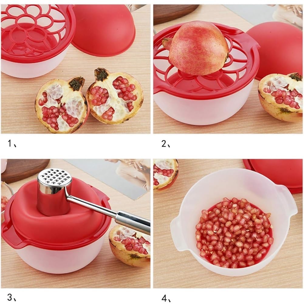 Pomegranate Peeler Silicone Deseeder with Bowl, Pomegranate Arils Removal Tool, Anti-Slip Seed Separator, Manual Pomegranate Seeder Remover, Easy Fruit Peeling Machine Kitchen Gadget