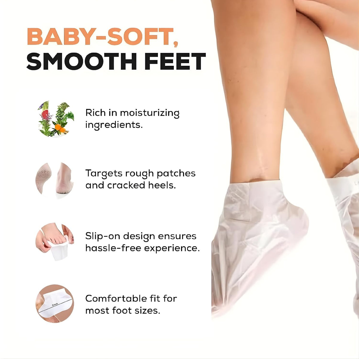 Foot Peeling Mask (1 Pair), Korean Peeling & Exfoliating with Glycolic Acid, Removes Dead Skin, Cruelty-Free, Goat Milk Foot Mask for Deep Exfoliation and Moisturizing