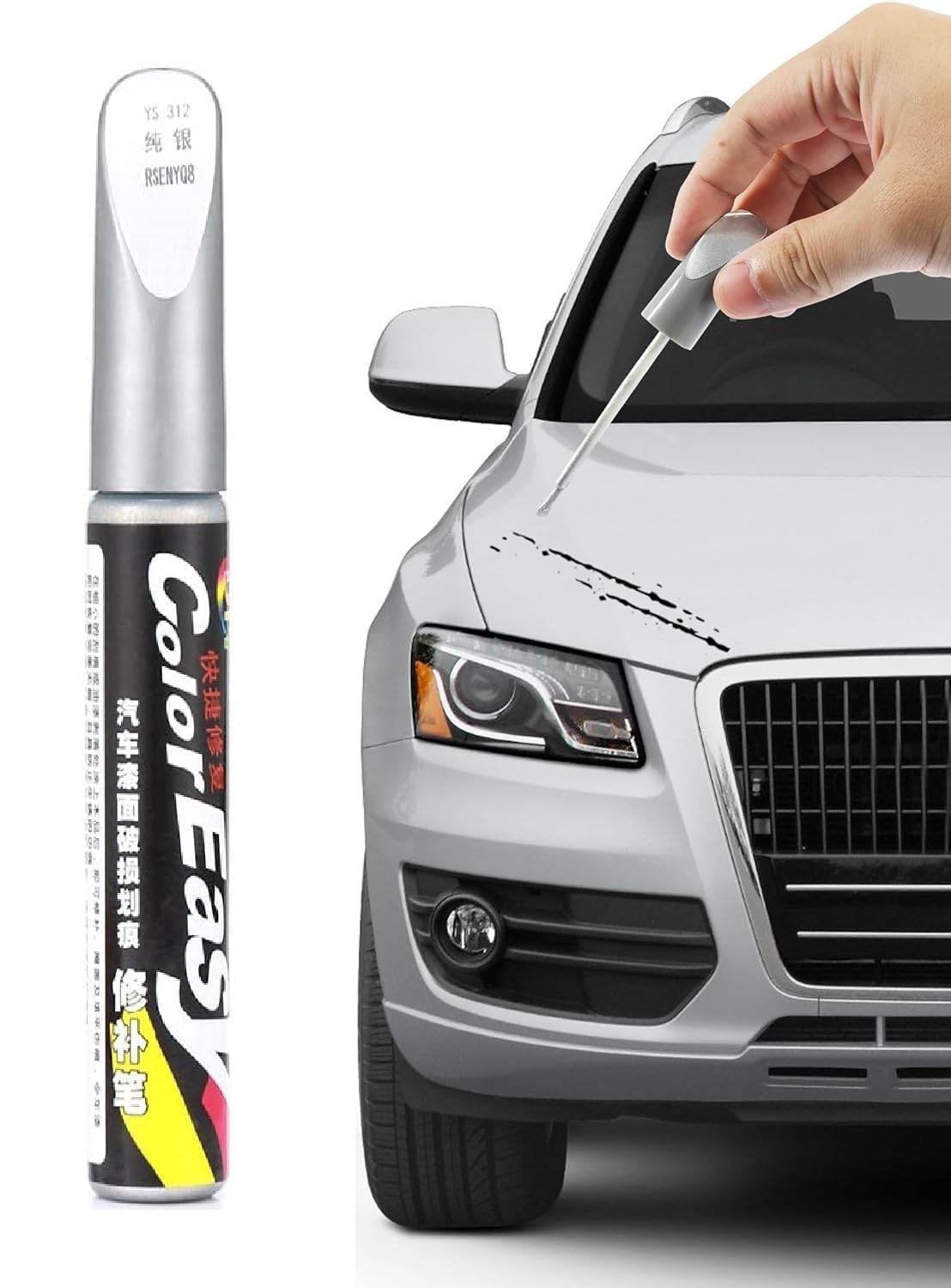 Car Scratch Remover Touch Up Paint Pen Automotive Car Paint Pen Scratch Repair for Deep Scratches Special-Purpose (Pack of 1) (SILVER)