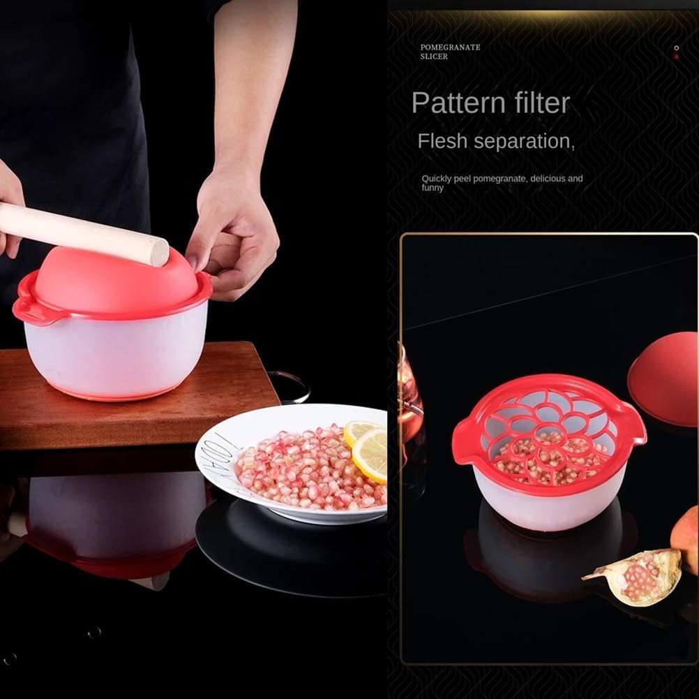 Pomegranate Peeler Silicone Deseeder with Bowl, Pomegranate Arils Removal Tool, Anti-Slip Seed Separator, Manual Pomegranate Seeder Remover, Easy Fruit Peeling Machine Kitchen Gadget