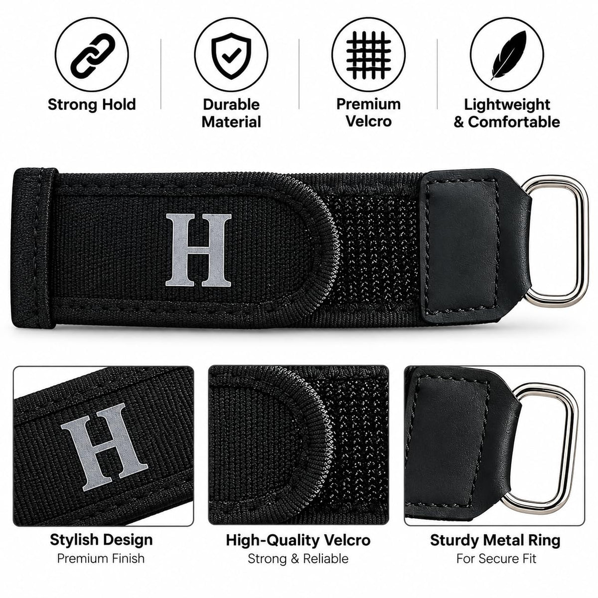 Buckleless Belt Hook Set of 2, Nylon with Metal Hook