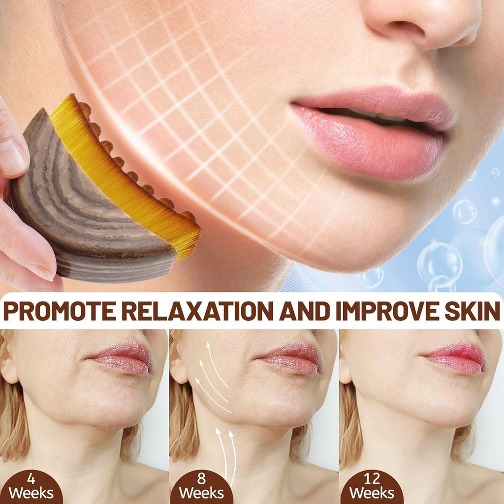 Lymphatic Contour Face Brush for Sculpting & Drainage – Facial Massager for Jawline, Chin & Neck – Reduces Puffiness, Promotes Detox & Lift – Soft Bristles, Improves Skin Glow, Includes Travel Case