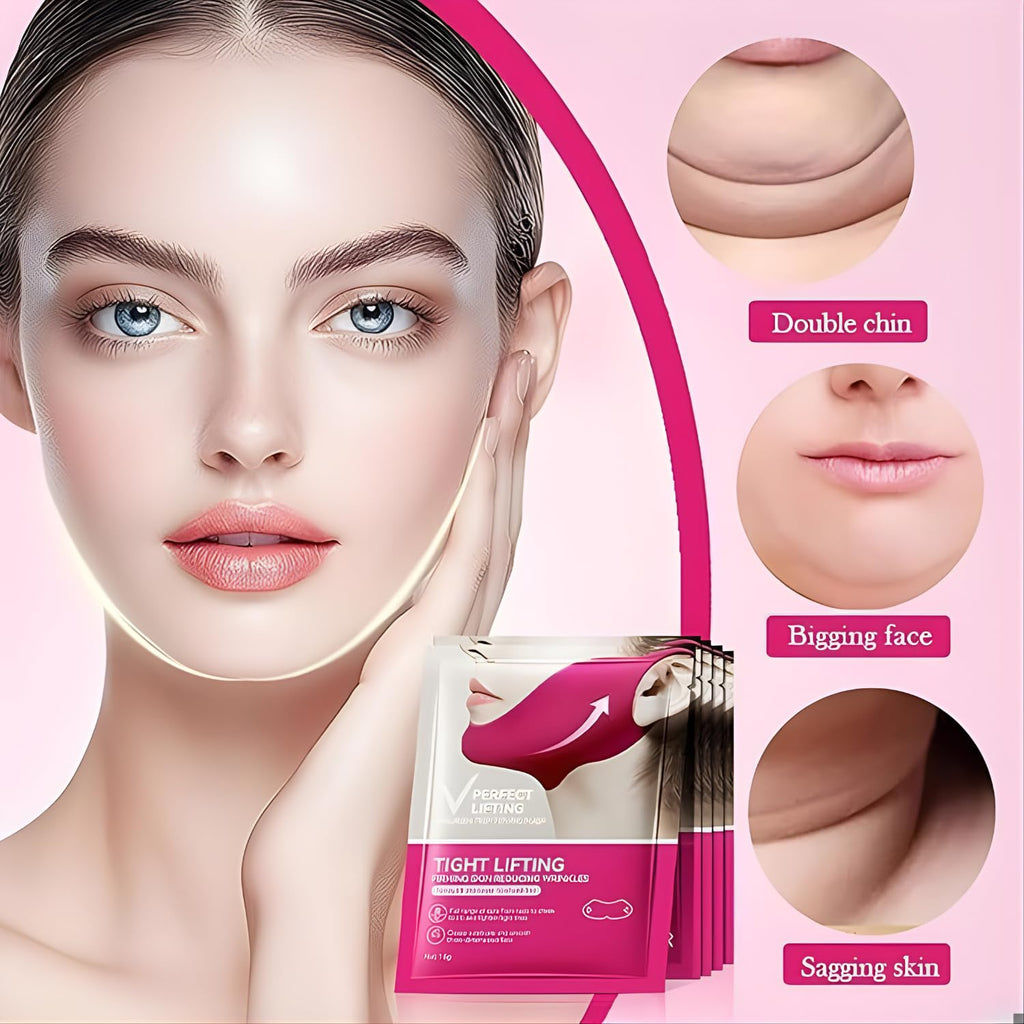 Deep Collagen V Lifting Gel Mask | Double-chin Mask | Instant Cooling & Depuffing | Face Toning Belt | Jawline Shaper Face Lift | Collagen V-line | Improves Sagging Skin, Lifting & Firming | Chin Strap for Women & Men (1)
