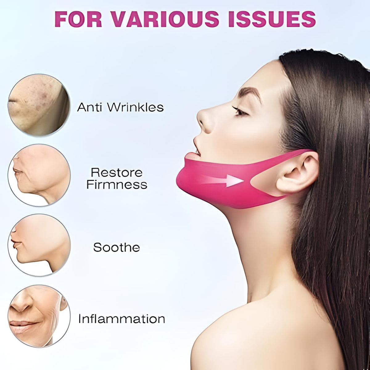 Deep Collagen V Lifting Gel Mask | Double-chin Mask | Instant Cooling & Depuffing | Face Toning Belt | Jawline Shaper Face Lift | Collagen V-line | Improves Sagging Skin, Lifting & Firming | Chin Strap for Women & Men (1)
