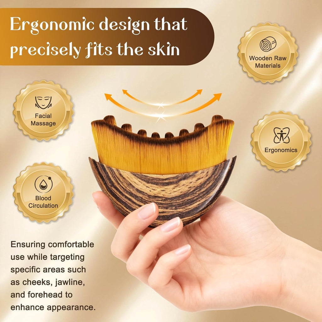 Lymphatic Contour Face Brush for Sculpting & Drainage – Facial Massager for Jawline, Chin & Neck – Reduces Puffiness, Promotes Detox & Lift – Soft Bristles, Improves Skin Glow, Includes Travel Case