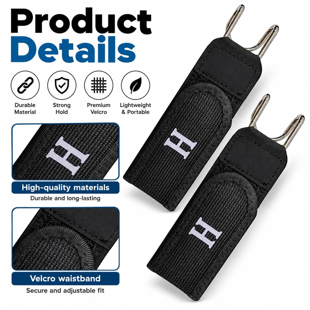 Buckleless Belt Hook Set of 2, Nylon with Metal Hook