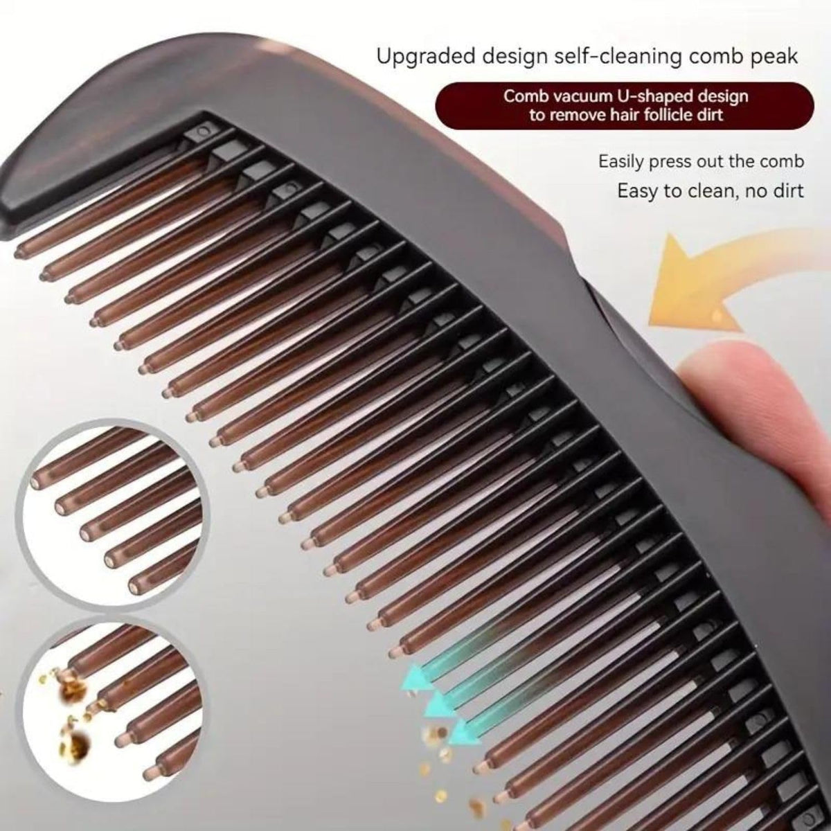 Dandruff Comb Energy Massage Comb Scalp Brush for Dandruff Removal, Lice Remover Products, Hair Dressing Comb, Plastic, Brown, Unisex