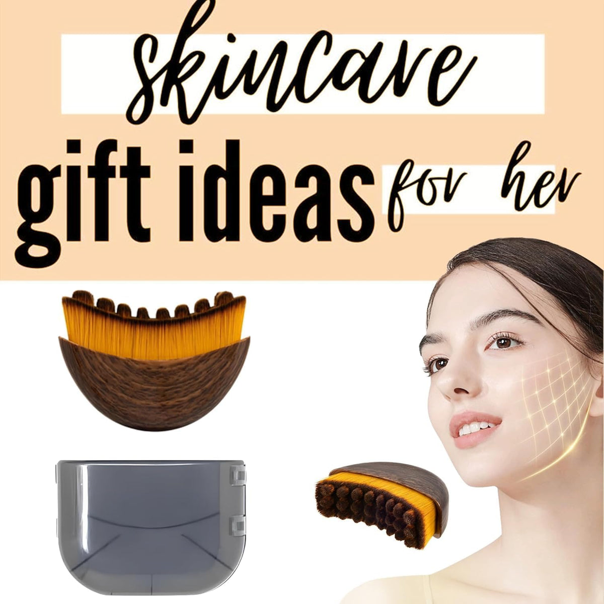 Lymphatic Contour Face Brush for Sculpting & Drainage – Facial Massager for Jawline, Chin & Neck – Reduces Puffiness, Promotes Detox & Lift – Soft Bristles, Improves Skin Glow, Includes Travel Case