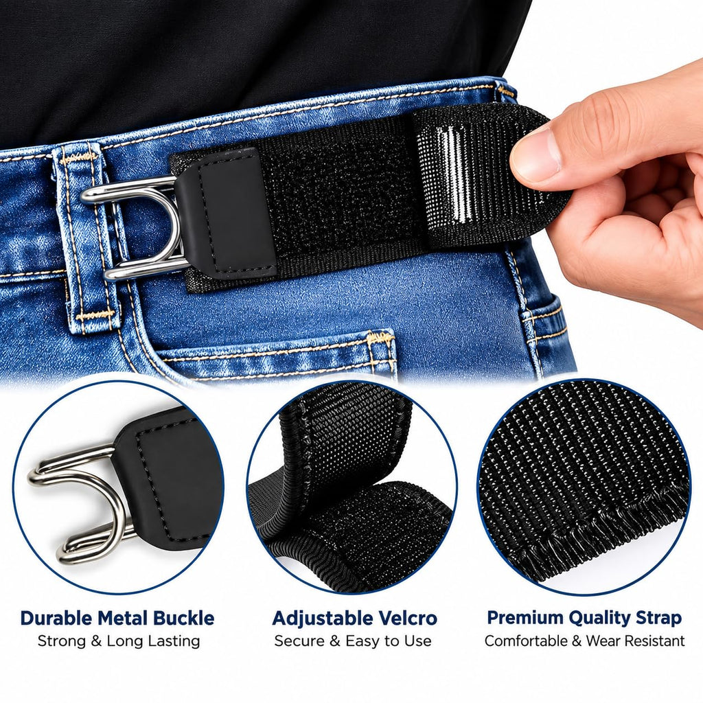 Buckleless Belt Hook Set of 2, Nylon with Metal Hook